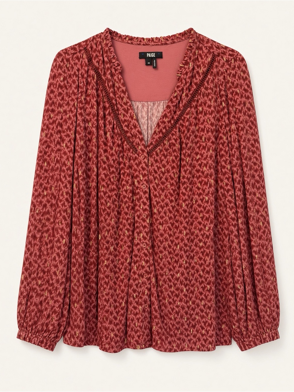 PAIGE Doris Blouse, Dusty Papaya with Gold Metallic